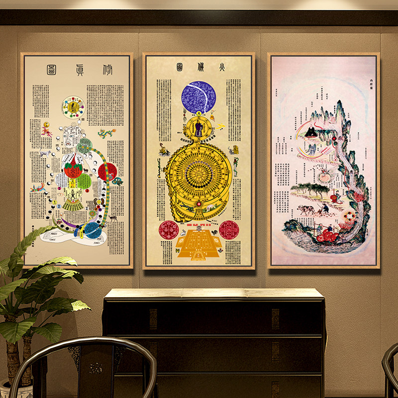 图解画心中式框新挂画高清火候解气道家真图国画