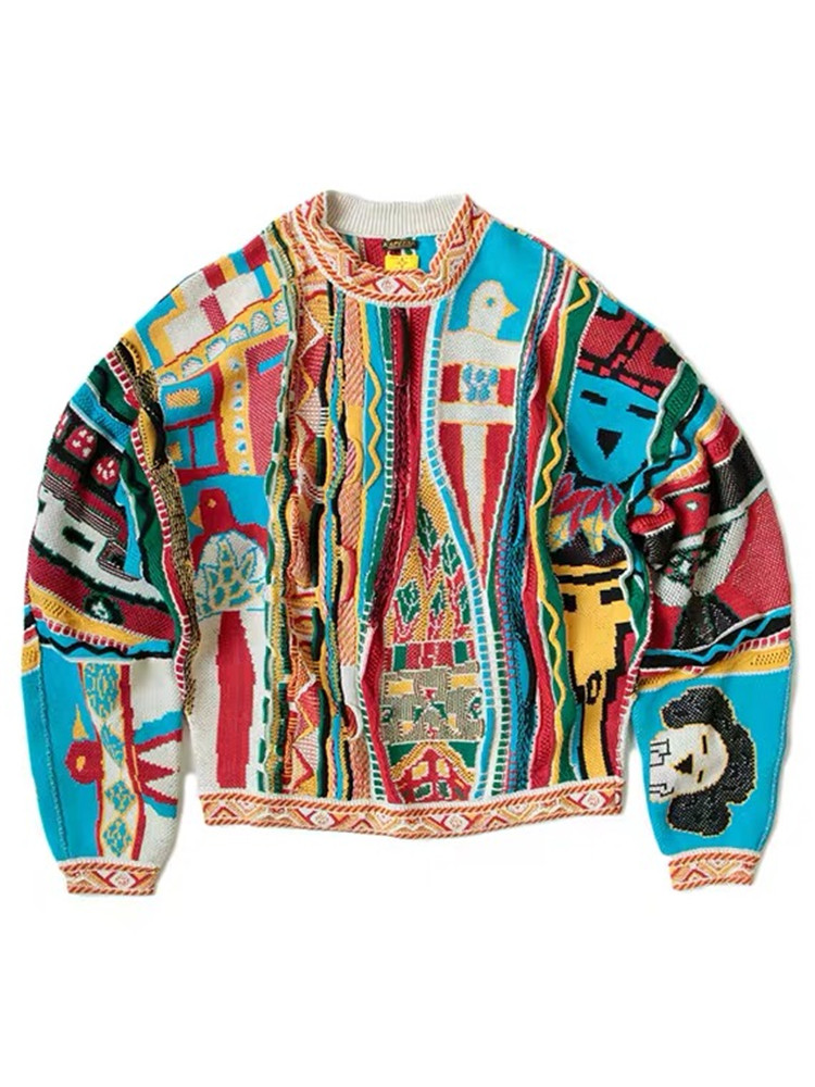 capt原创 kapital 平田和宏 针织 复古 7G棉 套头 圆领 男女 毛衣