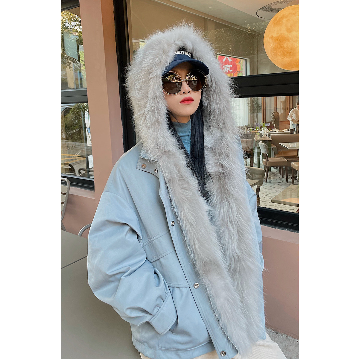 "人间富贵花"太平鸟连帽毛领派克服(热品库)