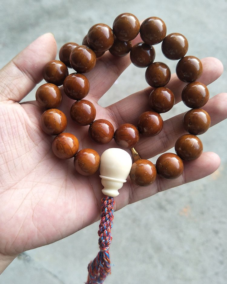 紫金招财鼠菩提子手串三眼鼠正圆光108颗佛珠佛珠