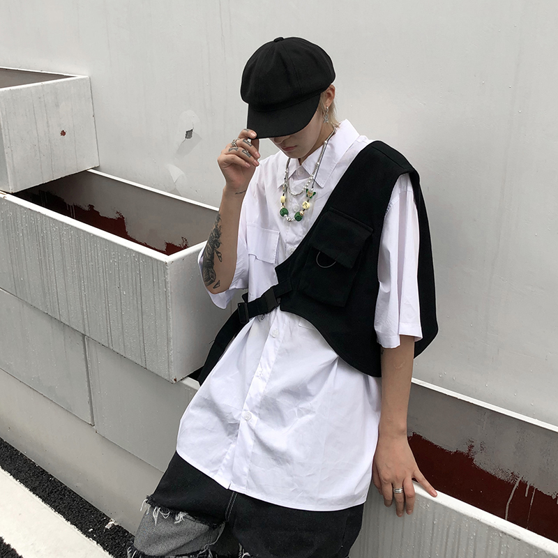 尾郎的店战术工装马甲包男ins潮流机能风不规则斜挎背心情侣外套