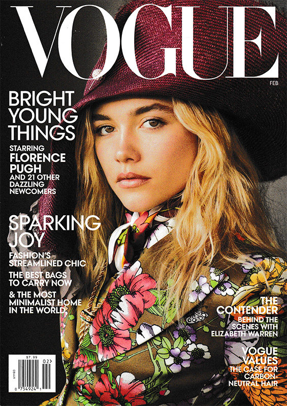 英文版vogue服饰美容杂志2020年2月封面佛罗伦罗伦斯期刊杂志