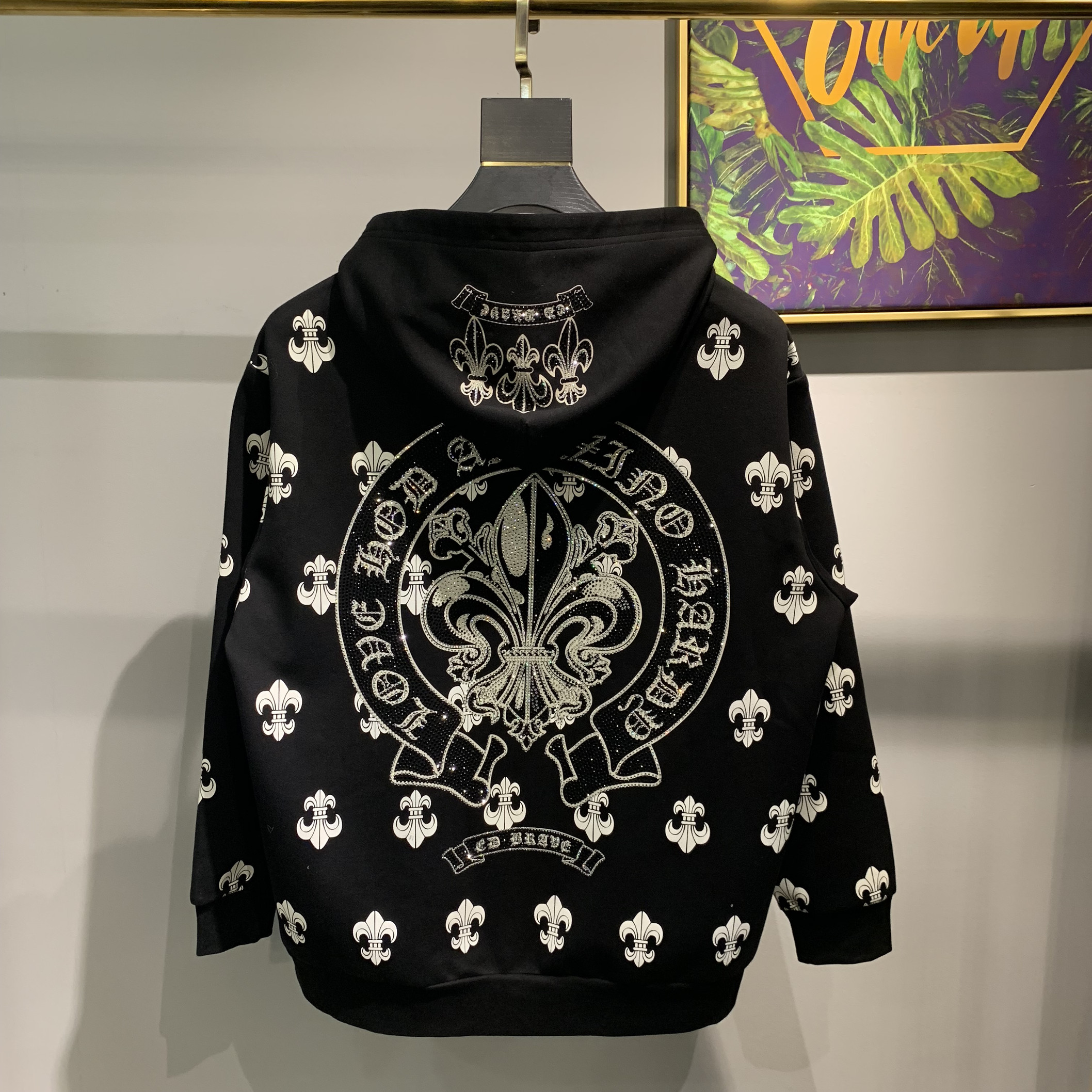 刘嘉玲潮牌ed烫钻埃德满花梵文大马蹄开衫哈迪专柜正品男士新外套