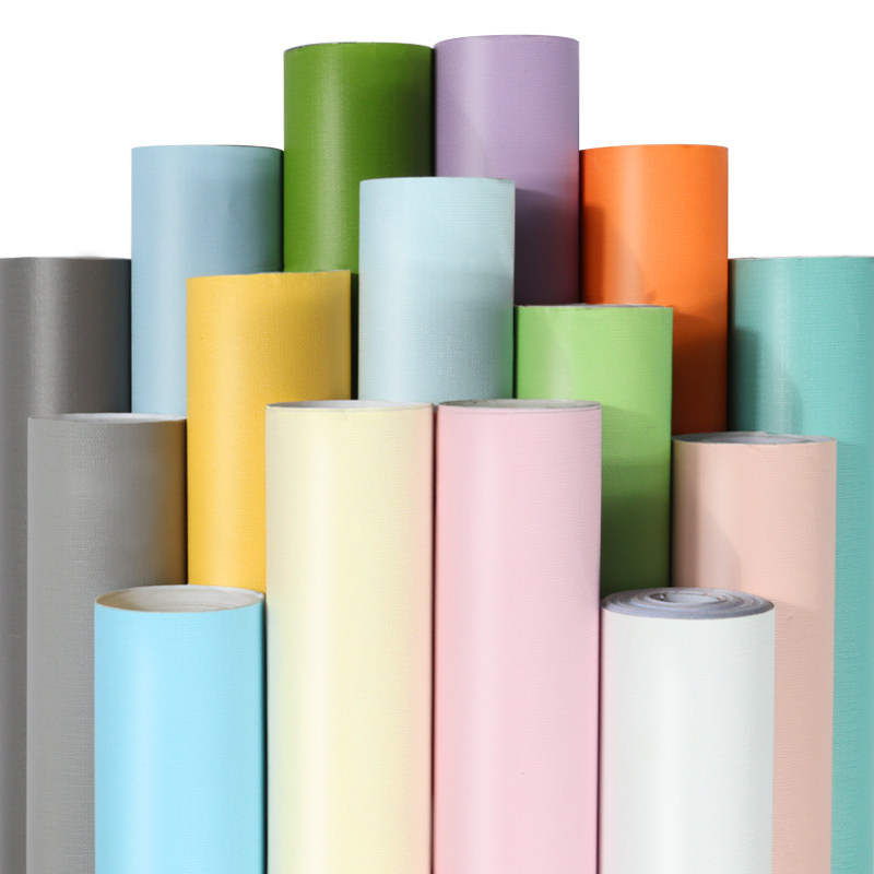 pvc墙纸自粘防水防潮衣柜柜子贴纸北欧纯色墙贴