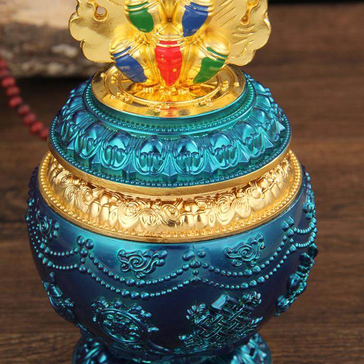 尼泊尔甘露财神黄财神彩绘舍利工艺装藏顶宝瓶摩尼摆件