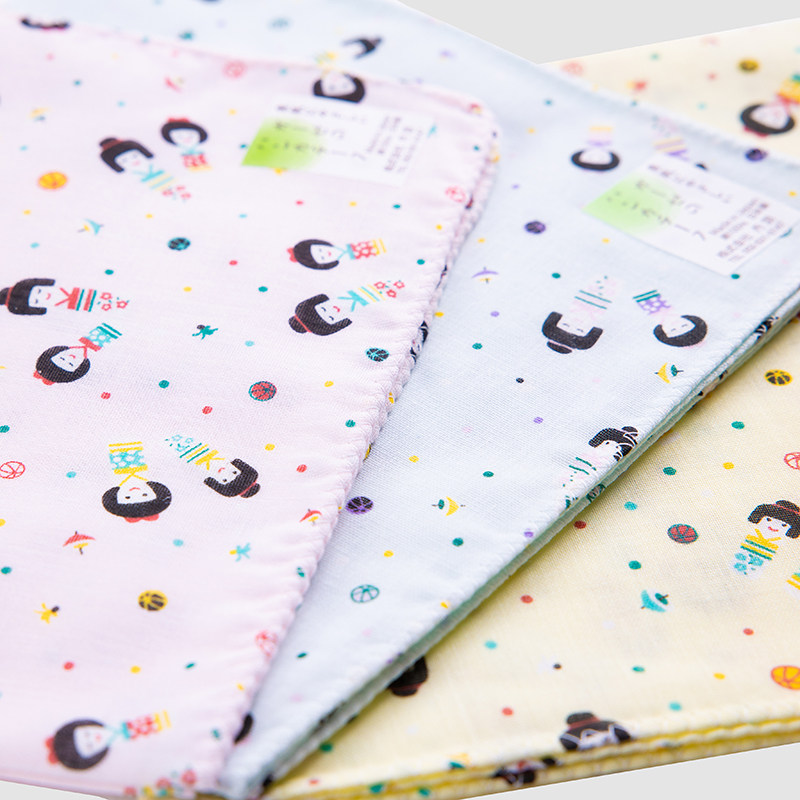 日本女士刺绣棉纱手帕手绢纯棉方巾双层锁边手帕