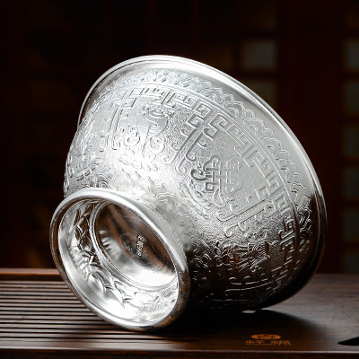 泰光银楼足银999银碗银餐具云南手工雕刻银器实用银饭碗重约131克