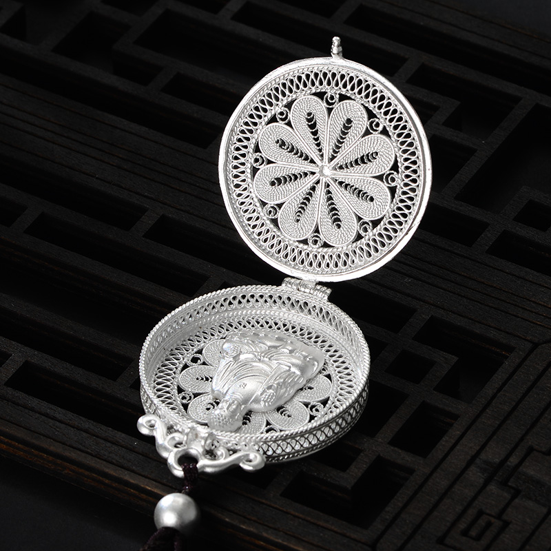 泰光银楼足银999花丝古法银吊坠银项链项饰银饰品