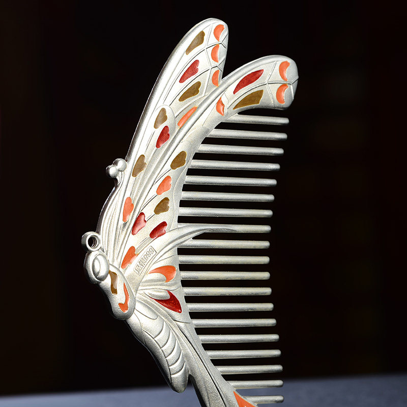 泰光银楼原创设计蝴蝶梳子足银锻造其它首饰