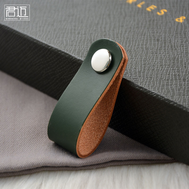 宜家皮拉手ins真皮衣柜橱柜门抽屉单孔防撞皮质皮革鞋柜门把手