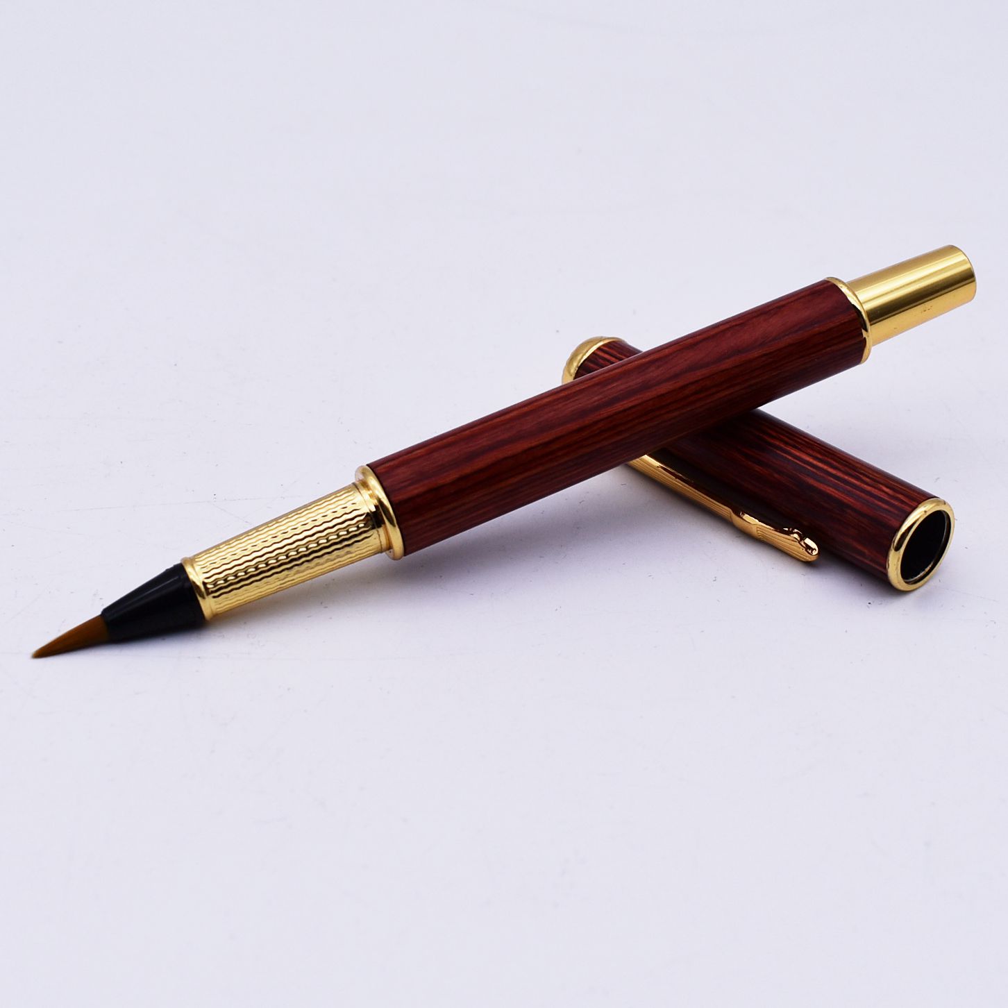 钢笔笔式毛笔狼毫自动吸水吸墨送水布带盖红文房四宝