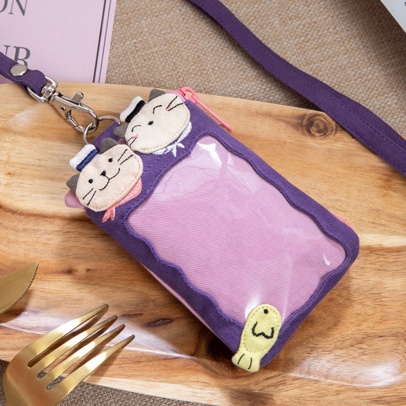 台湾啵啵620103可爱水手猫咪竖款直式卡套学生卡套