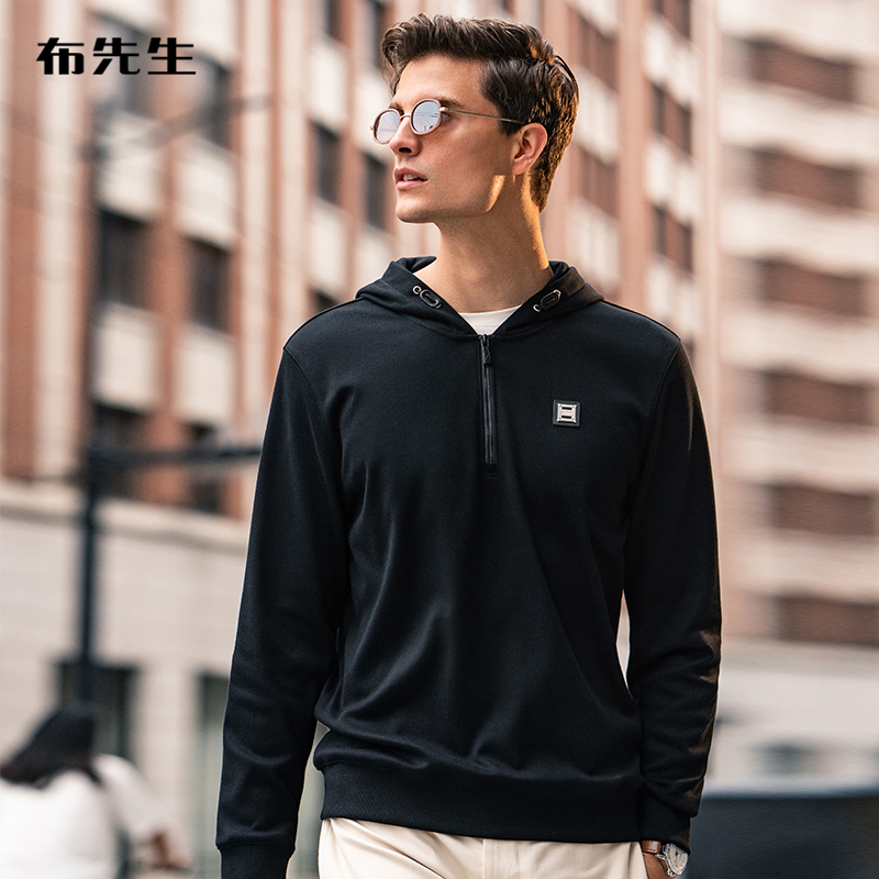 布先生纯棉连帽卫衣外套男 2021秋冬新款套头加厚长袖T恤 BT11331