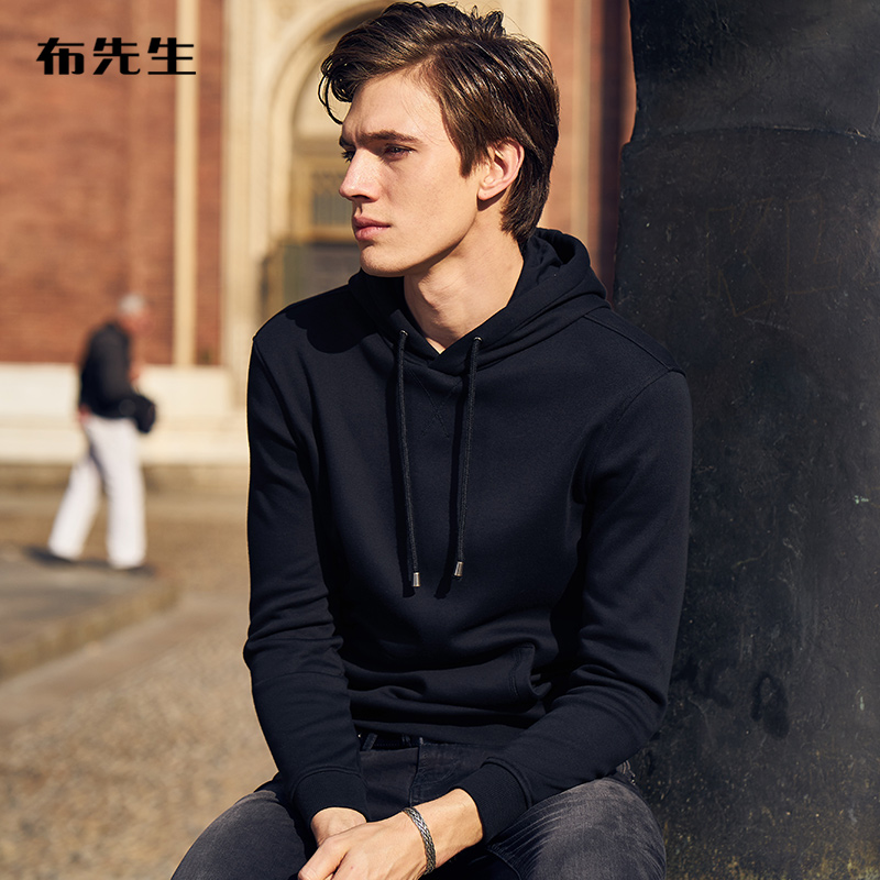 布先生长袖T恤 加厚减龄卫衣男 时尚休闲连帽衫上衣t恤 BT3673