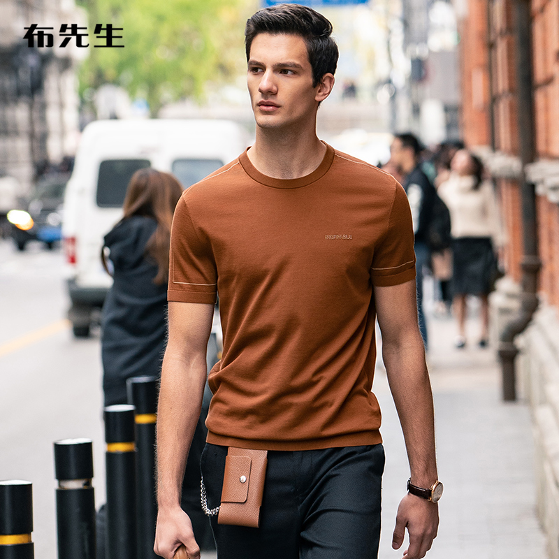 布先生纯棉圆领短袖T恤男 春夏新品休闲减龄T恤男上装AT11209