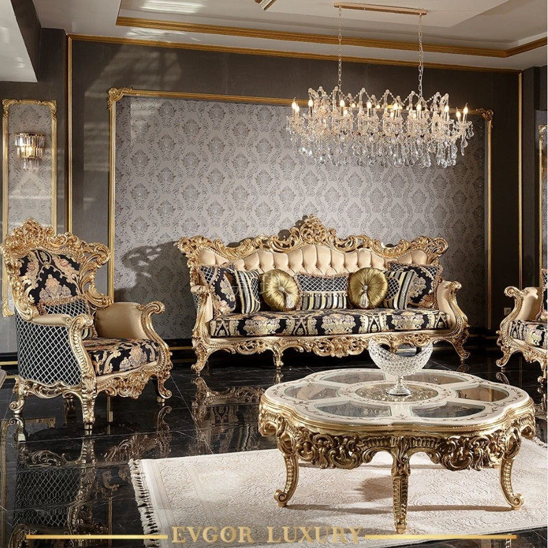 欧式奢华实木沙发布艺原木雕花法式宫廷双人实木沙发