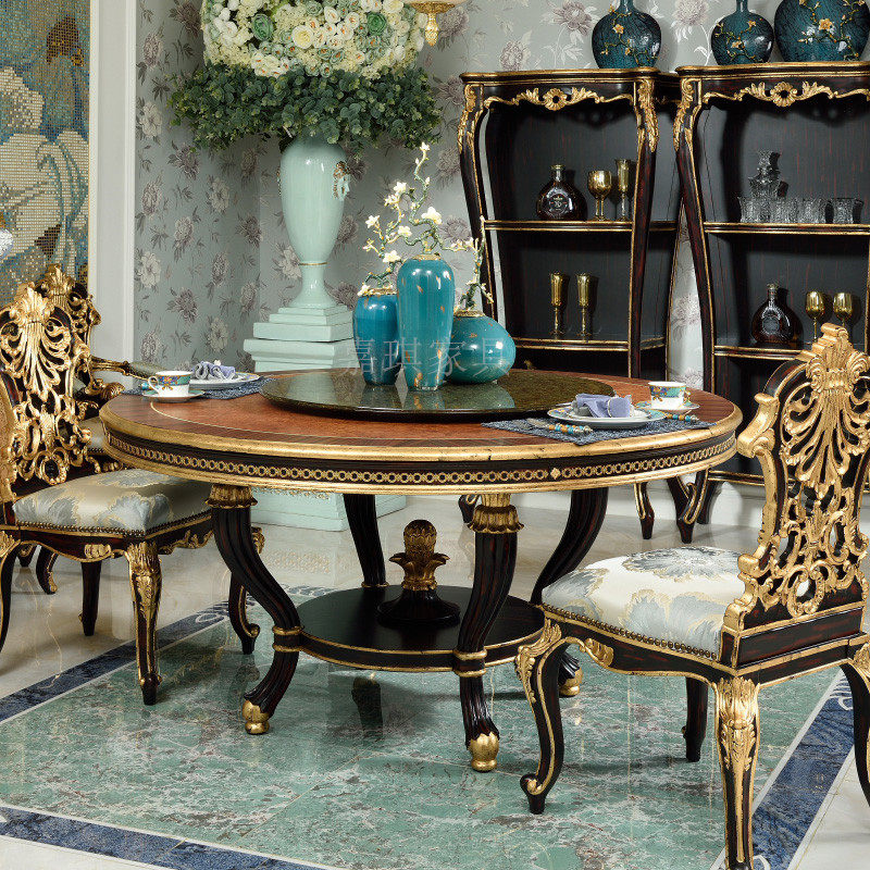 欧式实木雕花餐台餐边柜兰蒂斯宫廷别墅奢华餐厅餐桌