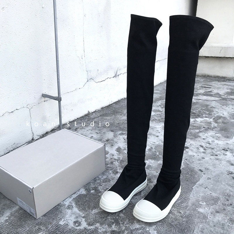 koan自制19ss新款tpu副线弹力帆布高筒靴女神时装靴