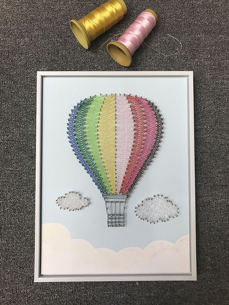 mili线画热气球纱线画绕线画diy手工装饰钉画手工礼物