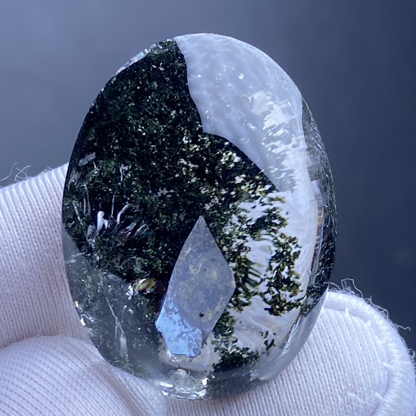 幽灵天然水晶绿吊坠全包云母片挂坠男女款项坠一物一图项坠