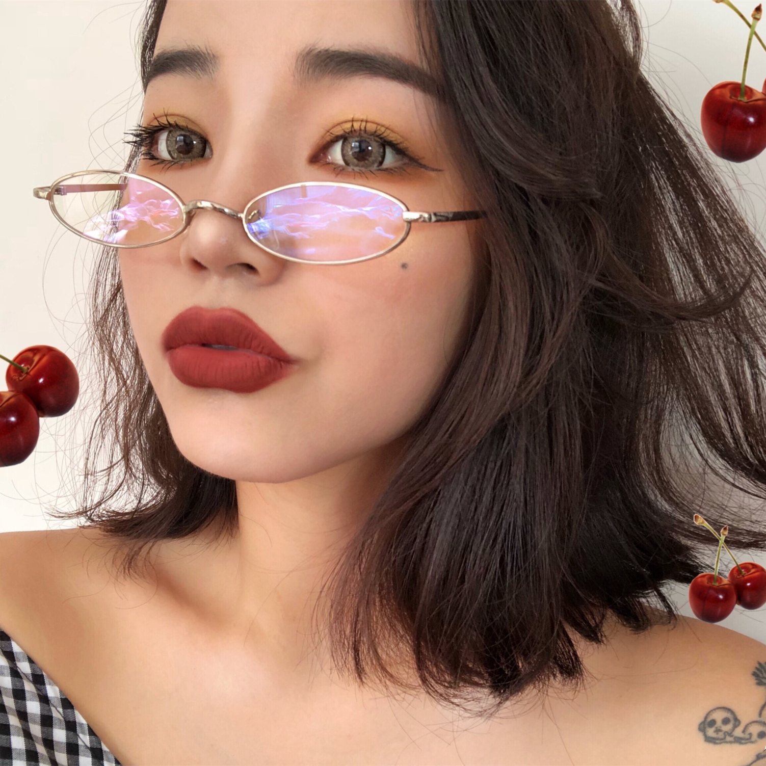 ins网红同款眼镜复古椭圆形小框原宿港风金丝定制成品光学镜