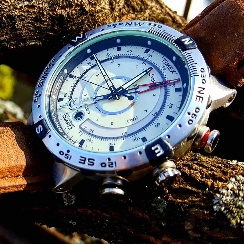 天美时潮汐timext2n721皮带指南针温度指示户外运动石英欧美腕表