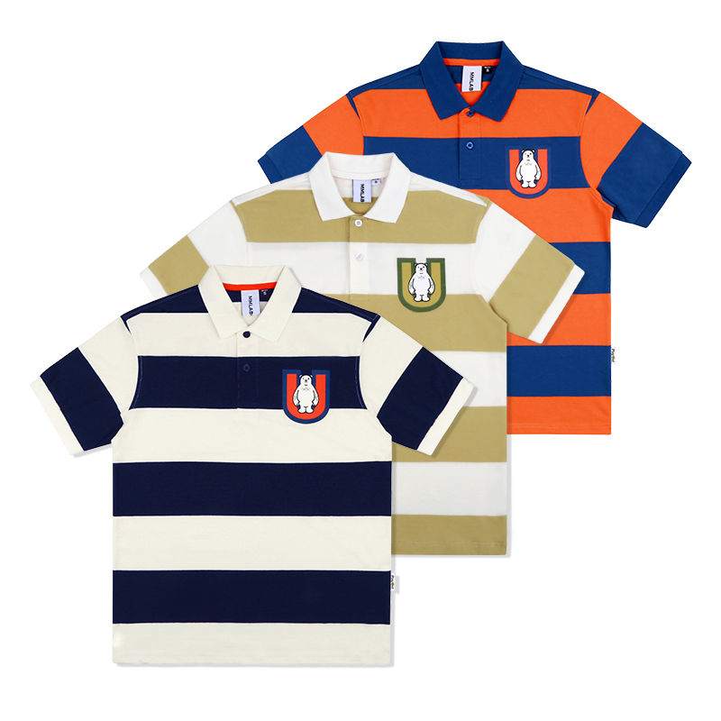 MMLABCREW DMBEAR STRIPED POLO衫休闲纯棉短袖POLOSHIRT