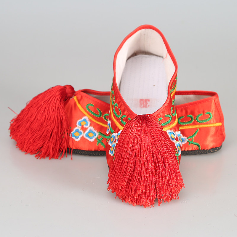 彩鞋戏曲平底绣花鞋京剧戏剧花旦小旦小姐青衣古典舞鞋