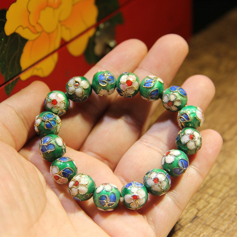 老北京景泰蓝花丝珠子铜胎掐丝珐琅手链手串库存景泰蓝