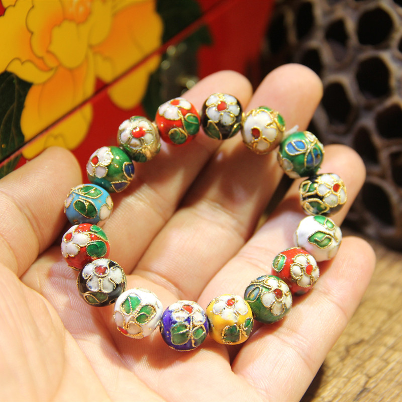 老北京景泰蓝花丝珠子铜胎掐丝珐琅手链手串库存景泰蓝