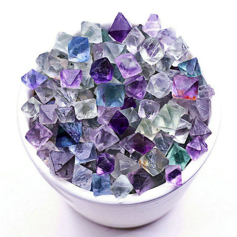 包邮精选大量八面体彩色萤石鱼缸diy材料耳钉摆件