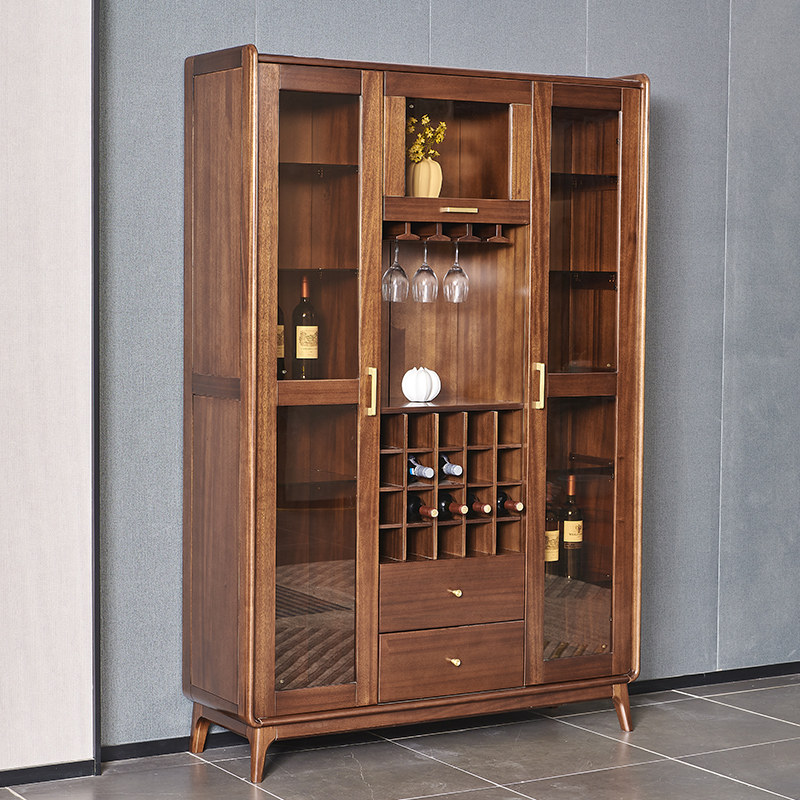 喜之林实木酒柜新中式中式酒驾简约轻奢置物架柚木酒柜