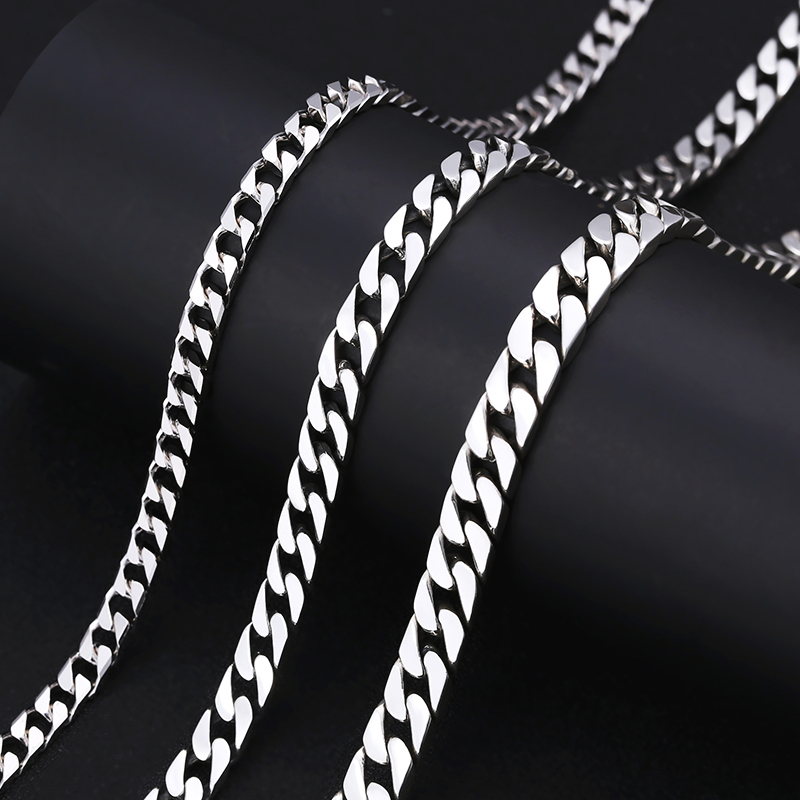 富贵鹿个性项链男纯银925简约个性潮人同款8mm银项链送男友坦克链