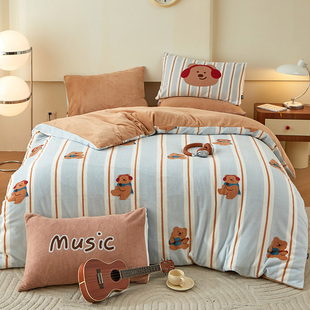 多喜爱自由无拘平安喜乐暖绒加厚秋冬保暖三四件套26年新年快乐