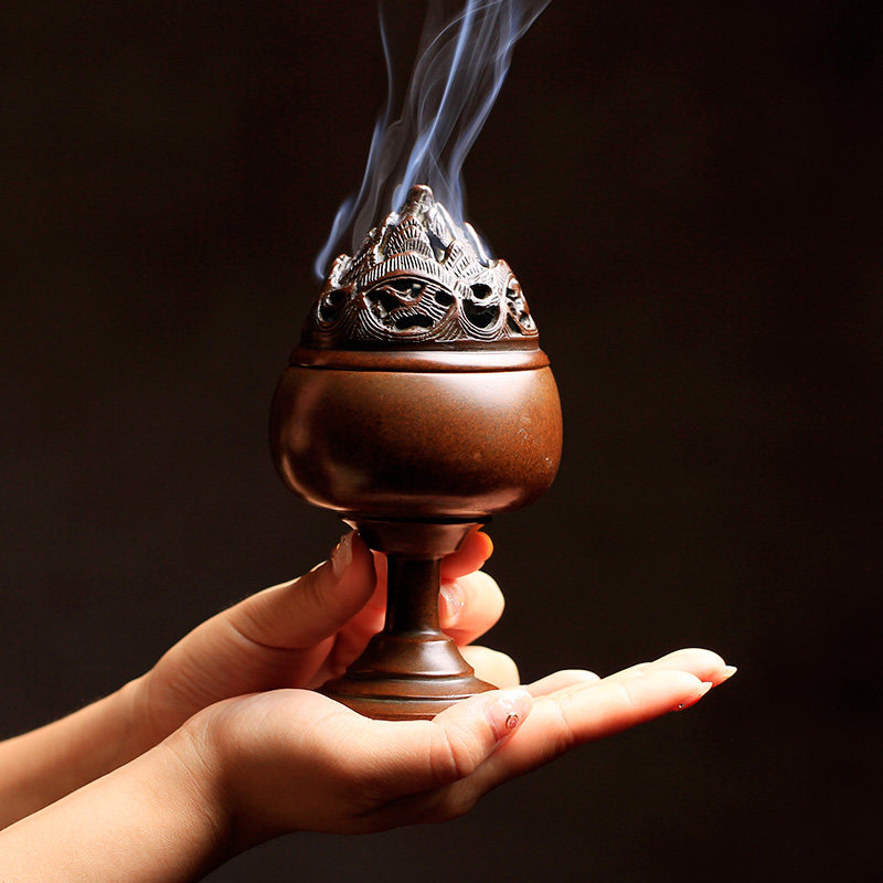 香炉纯铜精炼仿古博山家用供佛大号焚香紫铜香薰炉