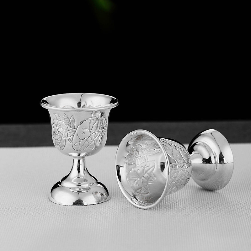 酒杯小酒一口纯银家用白酒杯盏仿古中式古风酒杯