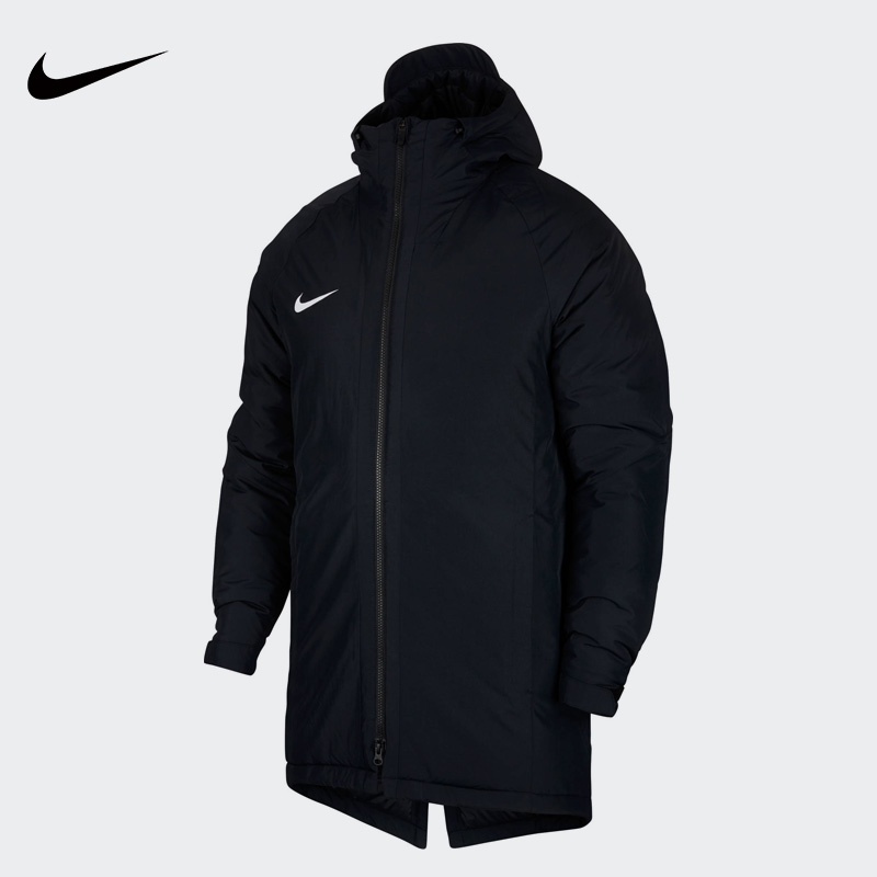 NIKE耐克棉服冬季男中长款足球训练服外套保暖连帽加厚棉衣893799