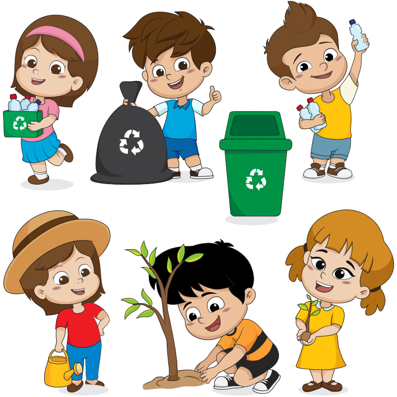 卡通植树环保宣传幼儿园小学学校环创检查教室黑板软装墙贴