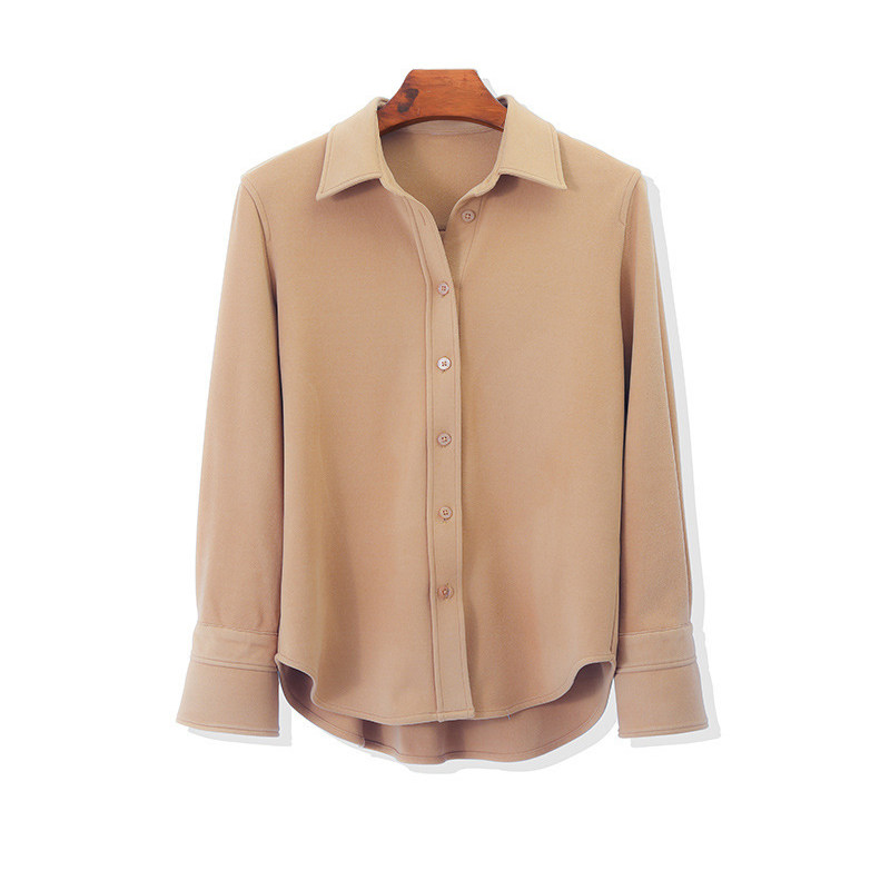 丁摩 秋冬羊绒衬衫女羊绒外套衬衣polo领上衣2w0282