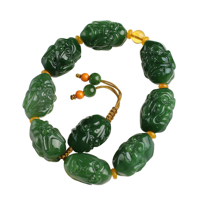 玉友和田十八罗汉手串男款玉石手链新疆碧玉手饰