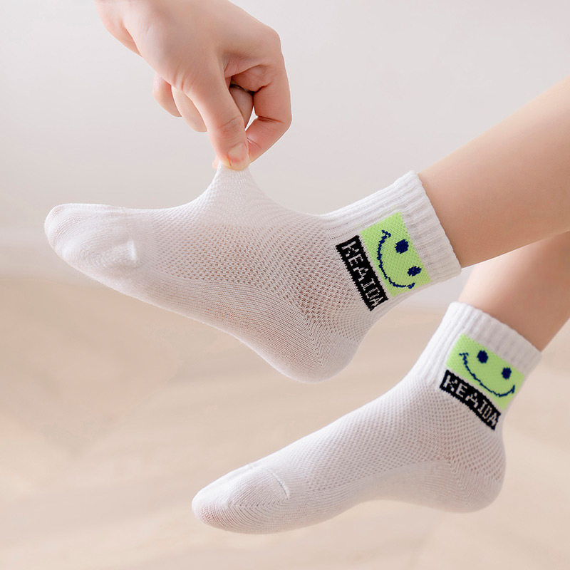 夏季儿童薄款网眼高腰运动袜男女童韩版荧光儿童袜子016岁