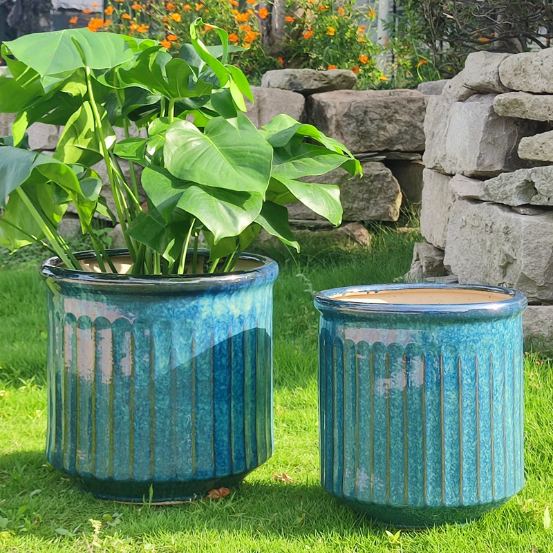 北欧特大客厅陶瓷花盆大码超大庭院落地发财树花盆