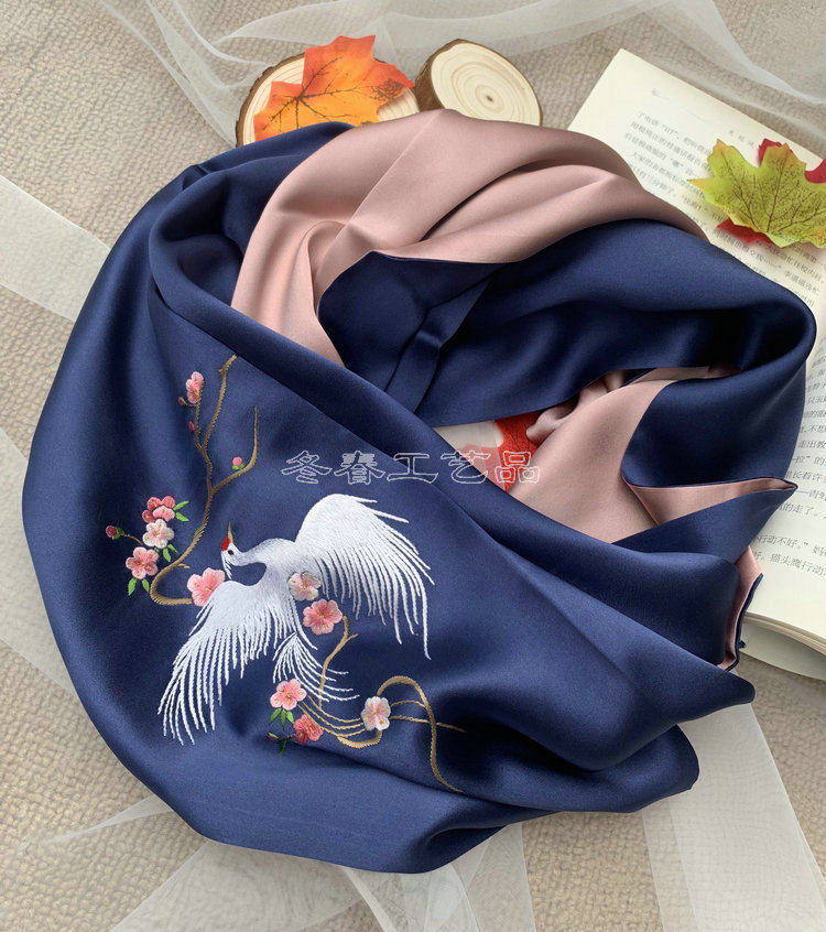 苏州刺绣绣娘围巾手工真丝绣花披肩桑蚕蚕丝围巾
