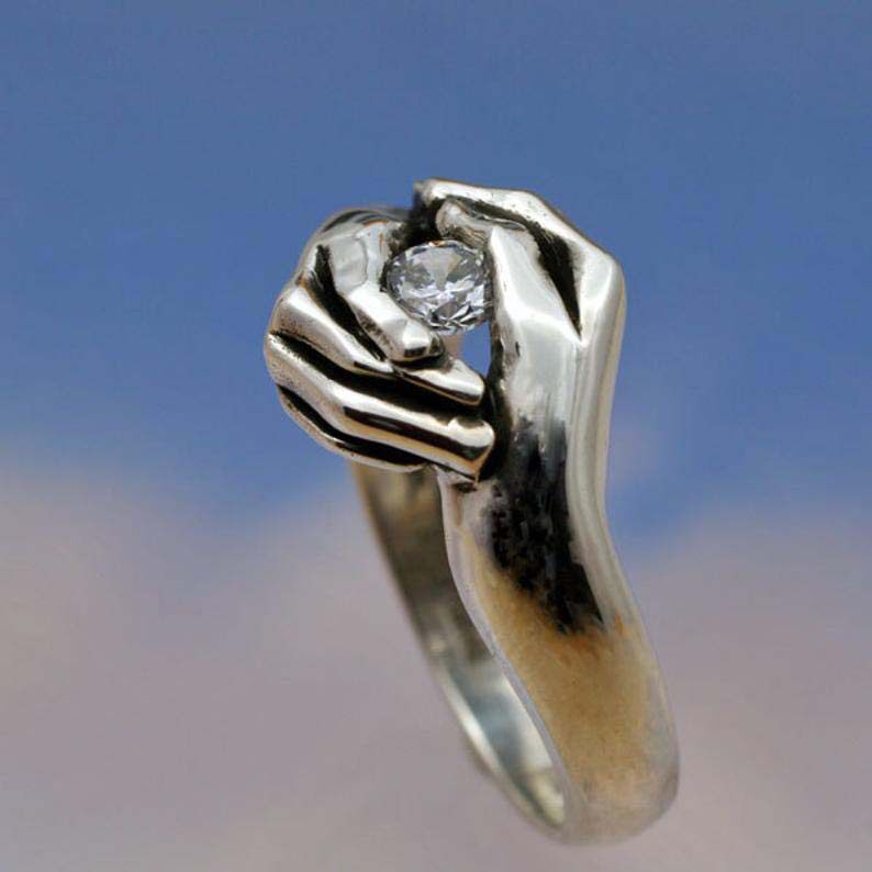 戒指欧美欧美时时尚简约错臂环绕镶嵌锆石女士戒指