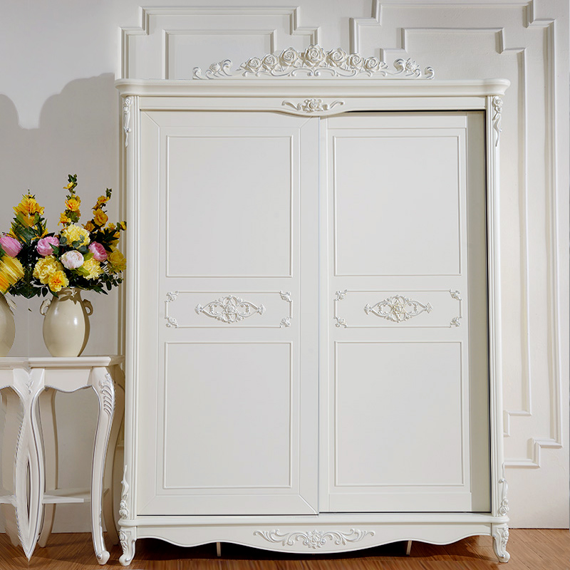 衣柜木易易佳欧式移门法式衣橱趟门推拉门收纳衣柜