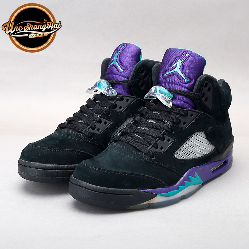 北卡大学airjordanretroaj5黑葡萄黑紫136027007篮球鞋