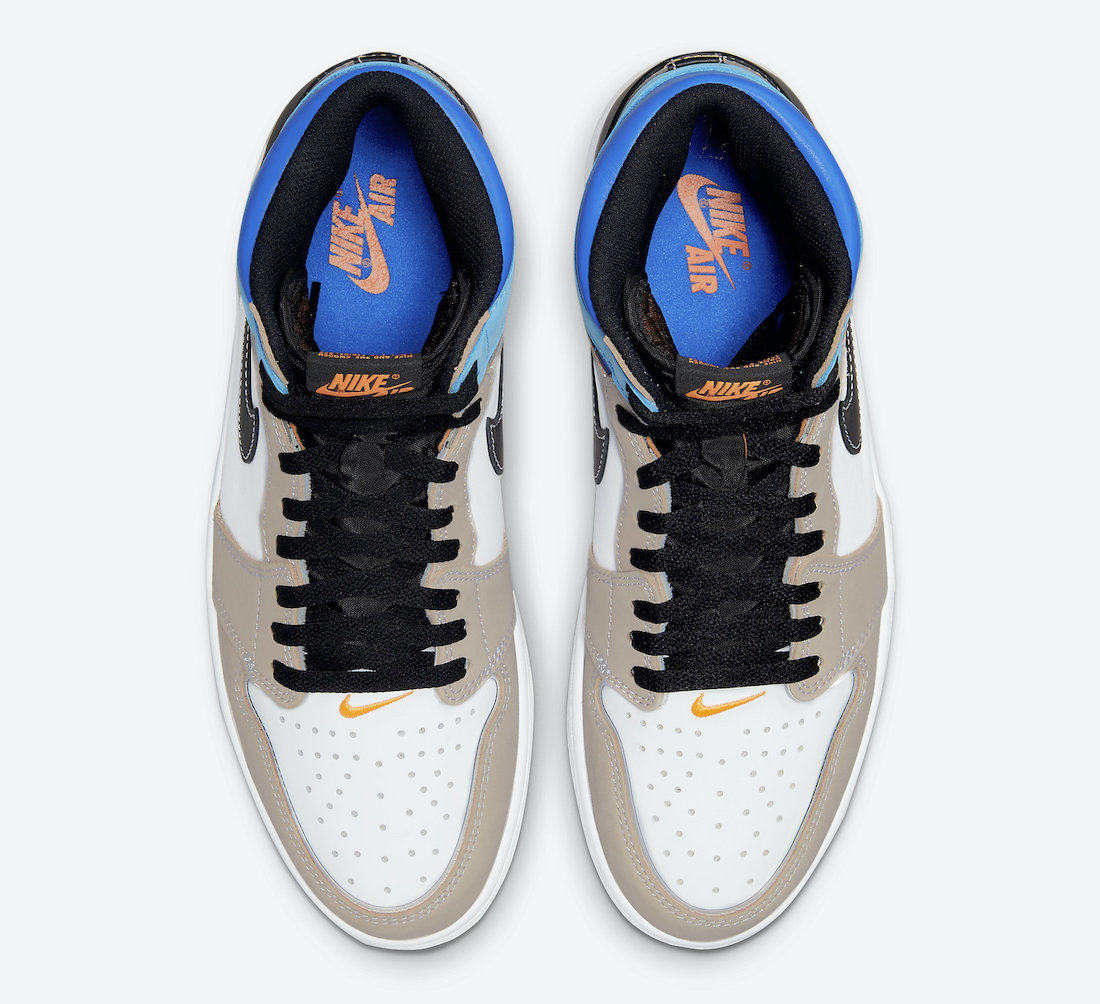 100aj1jordan黑灰蓝彩色拼接可剪裁反光dc6515air北卡大学