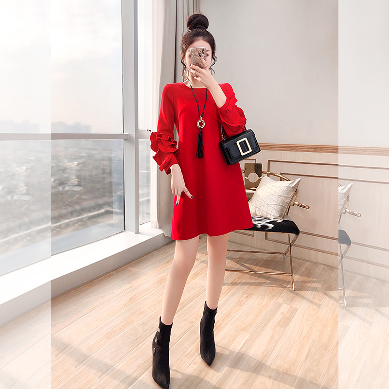 本命年女装时尚喜庆裙子2022年新款秋季订婚结婚小礼服红色连衣裙