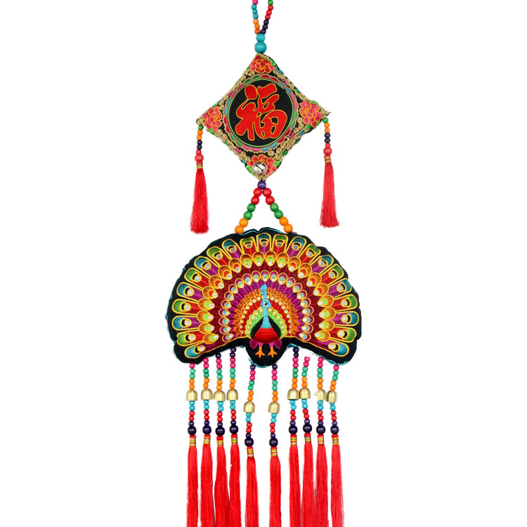 广西壮族地方特色 壮锦壮绣花布艺流苏风铃 民族风挂件家居装饰品