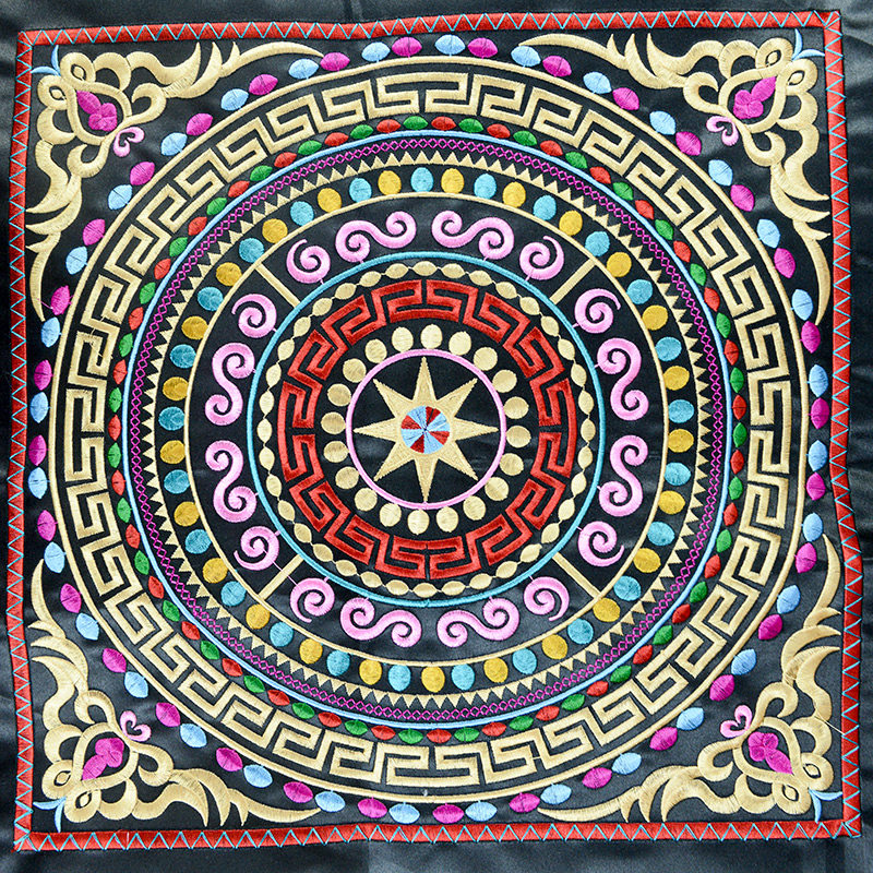 广西壮族铜鼓图案刺绣diy特色民族包服装饰品密针铜鼓